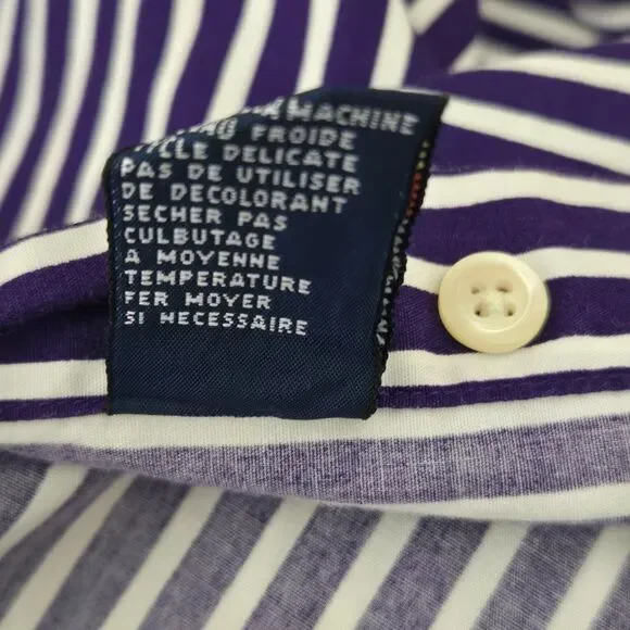 Tommy Hilfiger Button Up Shirt Womens 10 Purple White Striped Velvet LinedCollar - Picture 10 of 10